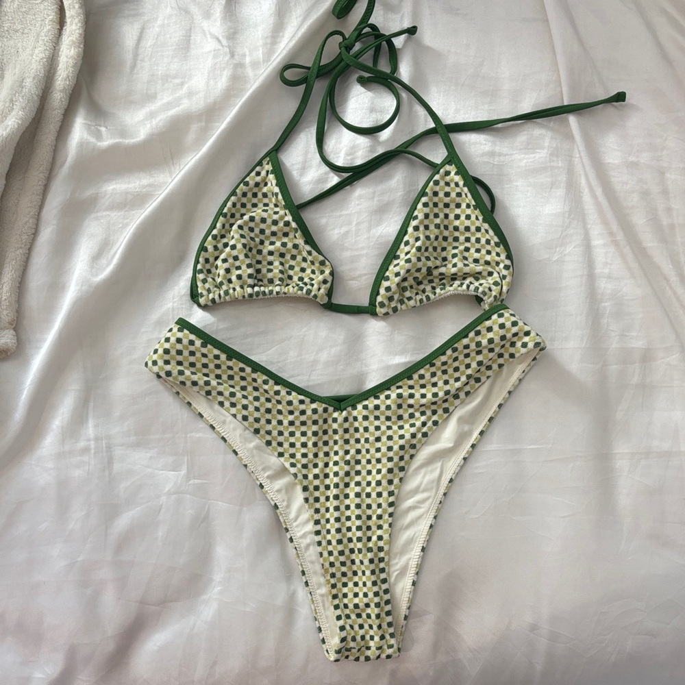 Blackbough Green and Cream Bikini Medium